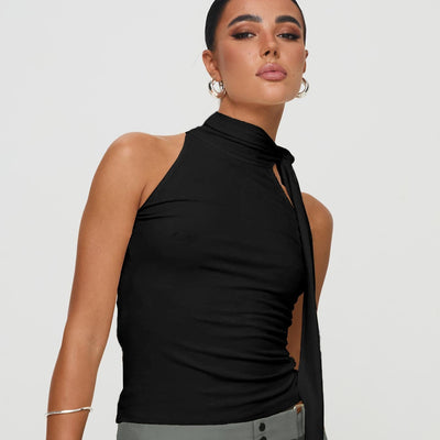 Ärmelloses Neckholder-Top für Damen mit asymmetrischer Schleife - Natalia