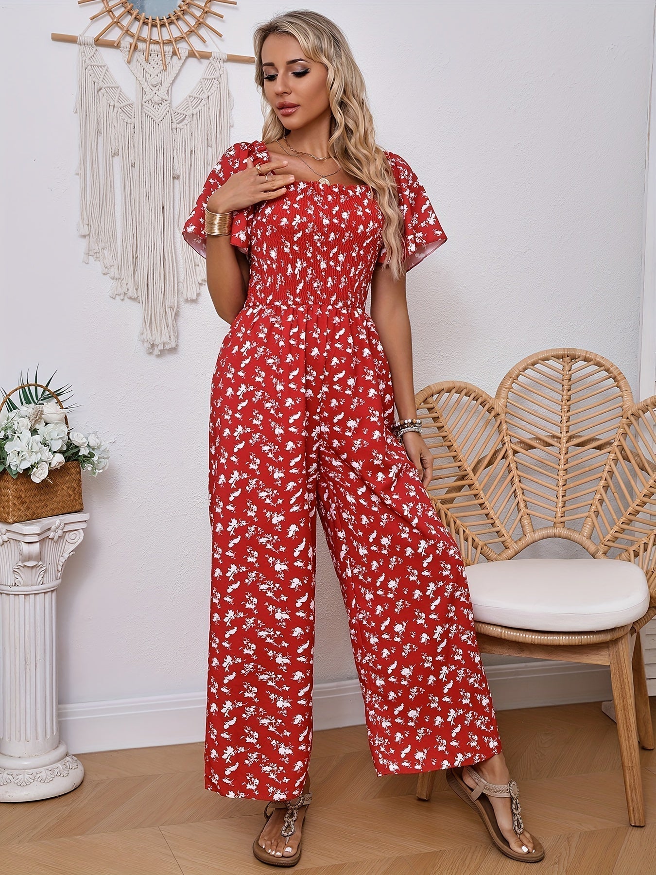 Helena - Eleganter weiter Jumpsuit mit Blumendruck