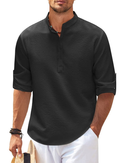 Herrenhemd mit Mao-Kragen aus leichter Baumwolle im Casual-Stil - Adrián