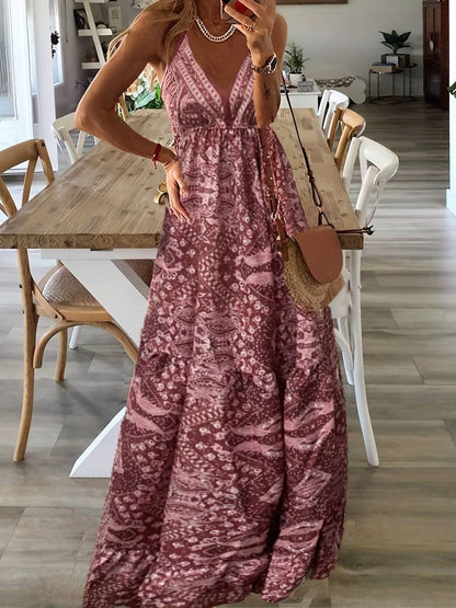 Yeva - Langes Kleid im Bohème-Stil mit Ethno-Print