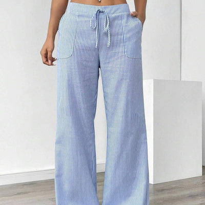 Gestreifte Damenhose mit weiten Beintaschen - Julieta