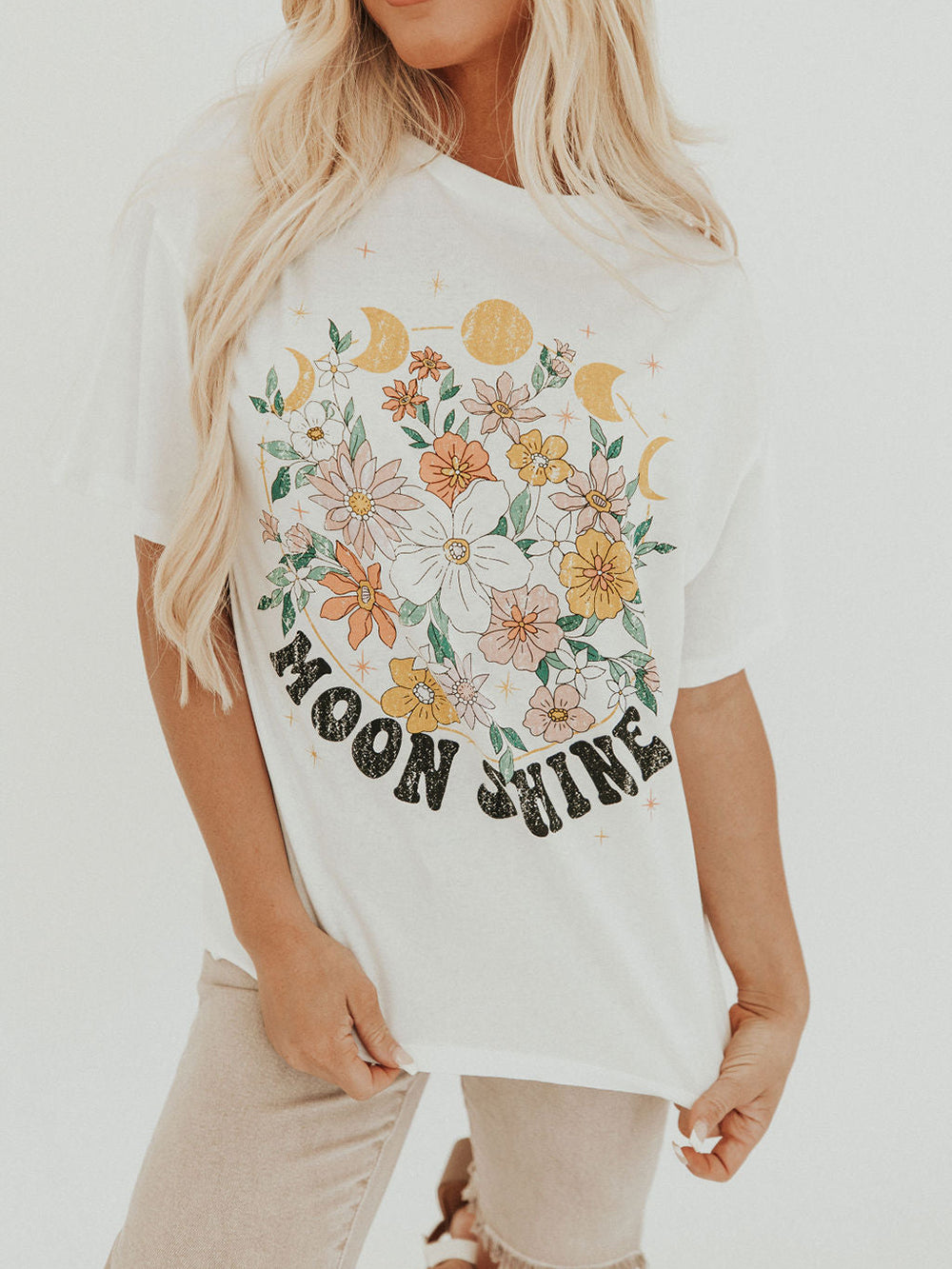 Gilma - Grafisches Blumen-T-Shirt Moon Shine