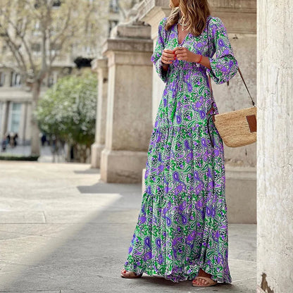 Amara - Langes Boho-Kleid mit Paisley-Muster