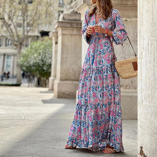 Amara - Langes Boho-Kleid mit Paisley-Muster