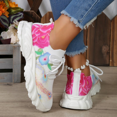 Damen-Turnschuhe aus atmungsaktivem Stoff mit Blumenprint - Julieta