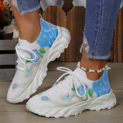 Damen-Turnschuhe aus atmungsaktivem Stoff mit Blumenprint - Julieta