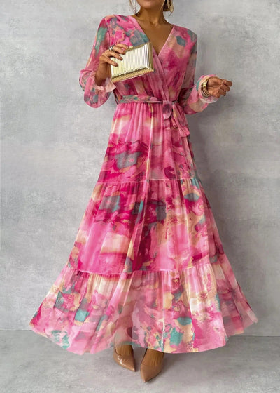 Maxikleid aus Chiffon mit Blumendruck für Damen - Amelia
