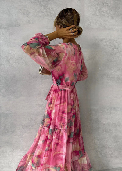 Maxikleid aus Chiffon mit Blumendruck für Damen - Amelia