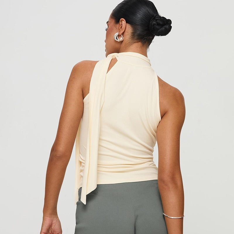 Ärmelloses Neckholder-Top für Damen mit asymmetrischer Schleife - Natalia