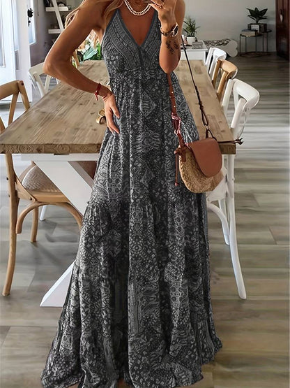 Yeva - Langes Kleid im Bohème-Stil mit Ethno-Print