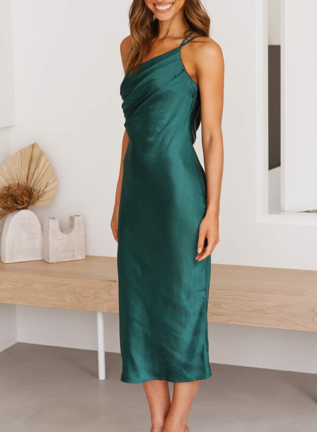 Laila Damenkleider Satin Midikleid