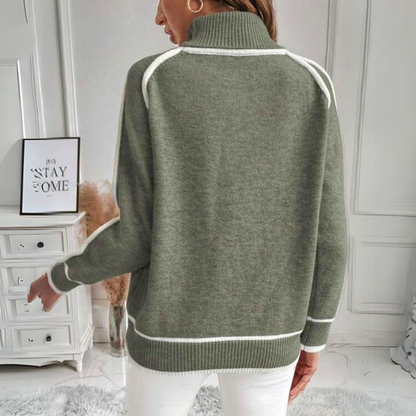 Evelyn - Luxuriöser olivgrüner Strickpullover