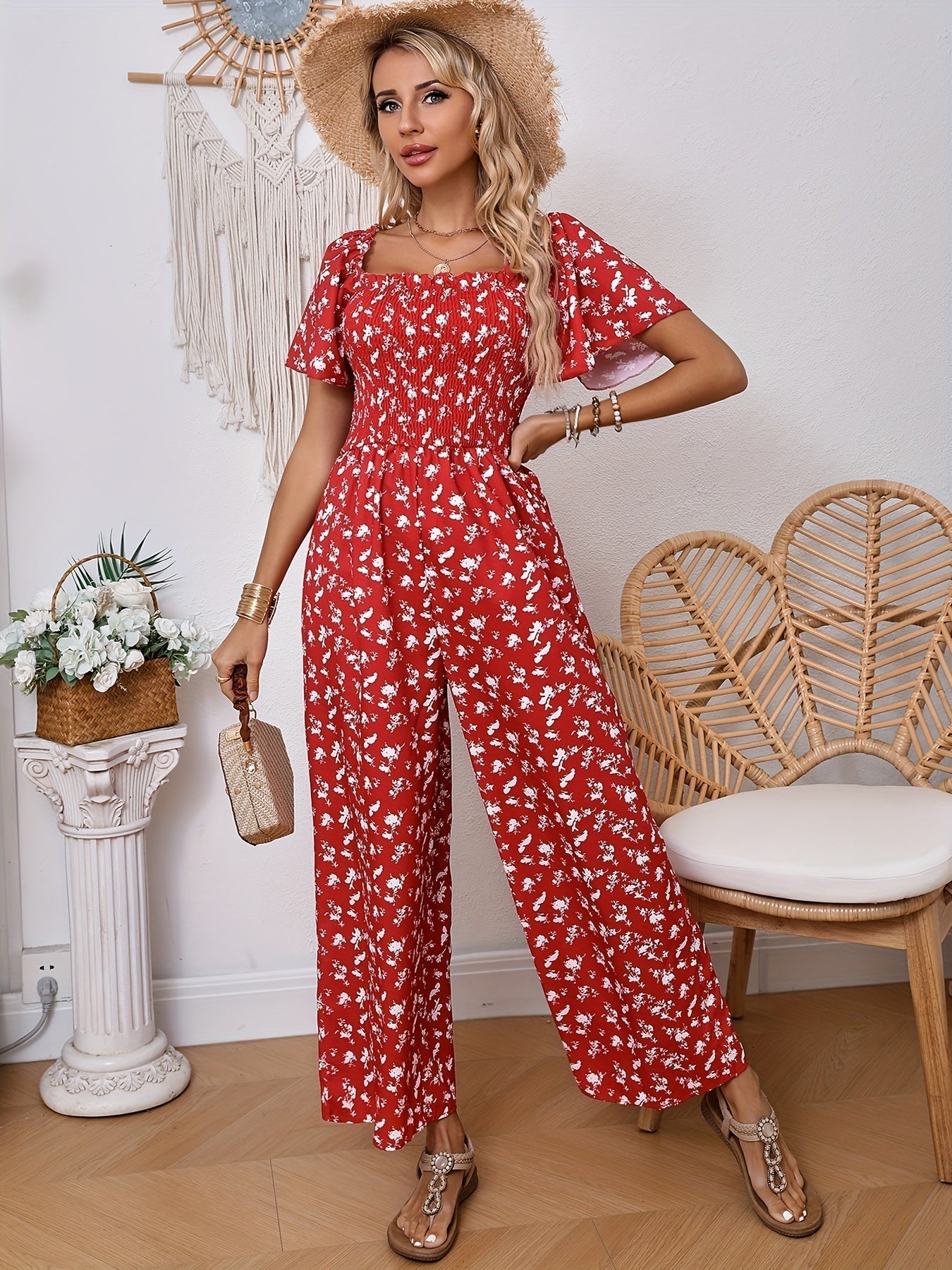 Helena - Eleganter weiter Jumpsuit mit Blumendruck