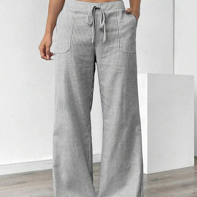 Gestreifte Damenhose mit weiten Beintaschen - Julieta