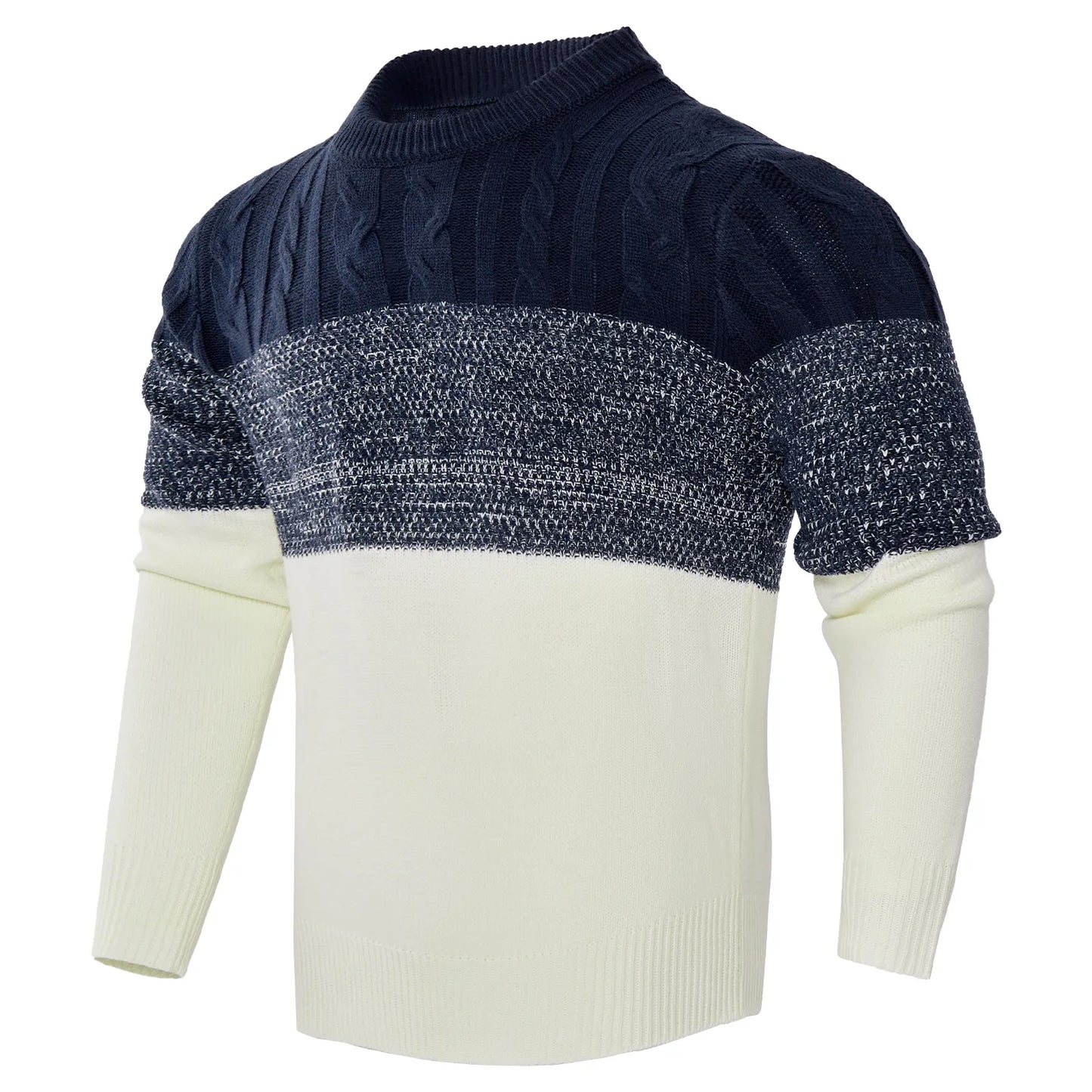 Giam - Langärmeliger, lässiger Herren-Strickpullover mit Farbblöcken