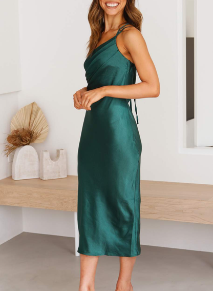 Laila Damenkleider Satin Midikleid