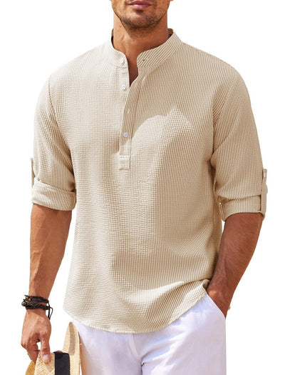 Herrenhemd mit Mao-Kragen aus leichter Baumwolle im Casual-Stil - Adrián