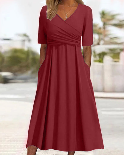 Therese – Crossover-Kleid mit kurzen Ärmeln