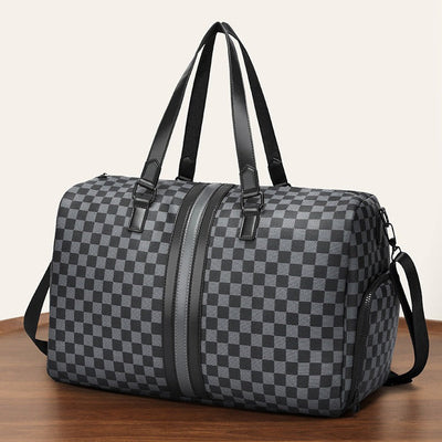 Karierte Reisetasche für Herren mit doppeltem, verstärktem Griff - Mauro