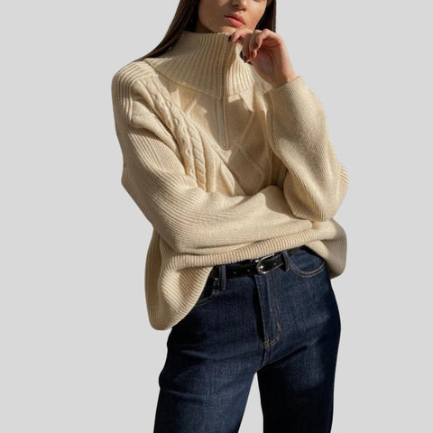 Hanna - Rollkragenpullover mit geometrischem Zopfmuster