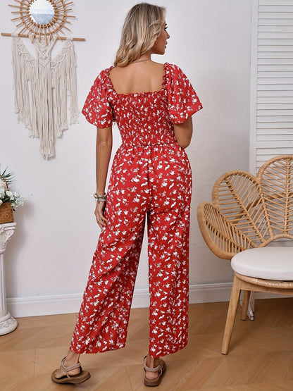 Helena - Eleganter weiter Jumpsuit mit Blumendruck