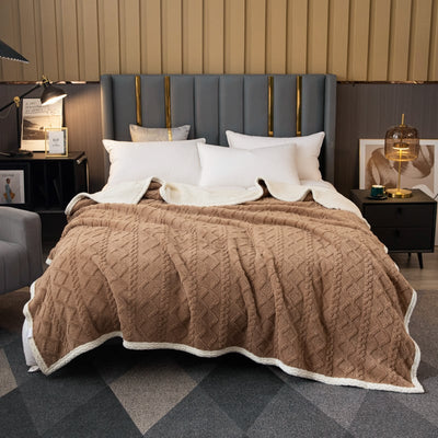 Doppellagige Wärmedecke mit weichem Woll-Effekt