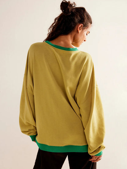 Linda - Bunter Sweatpullover mit Laternenärmeln Lässig