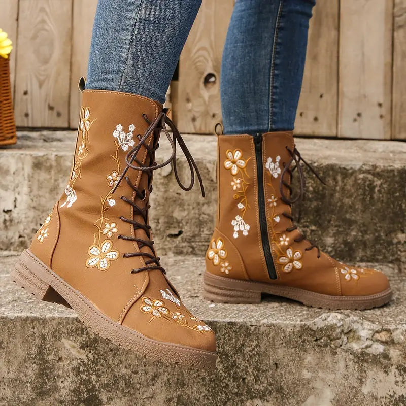 Usari - Stylische florale warme Winterstiefel für Frauen