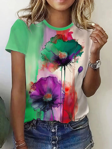 Fabienne - T-Shirt mit Blumendruck und kurzen Ärmeln
