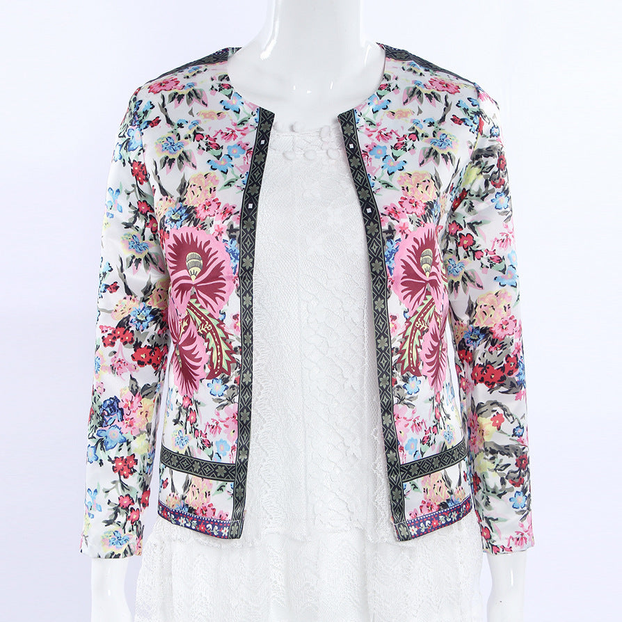 Natascha -  Boho-Satinblazer mit schönem Blumendruck