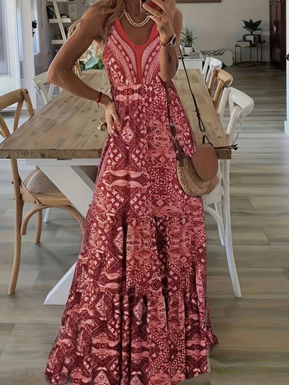 Yeva - Langes Kleid im Bohème-Stil mit Ethno-Print