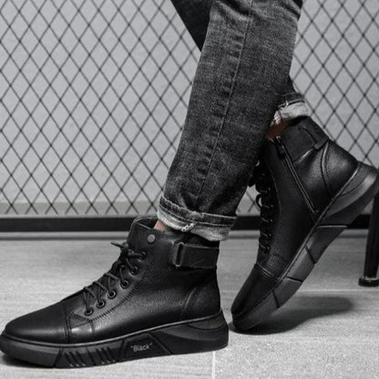 Elegante Herren-Lederstiefel in Schwarz