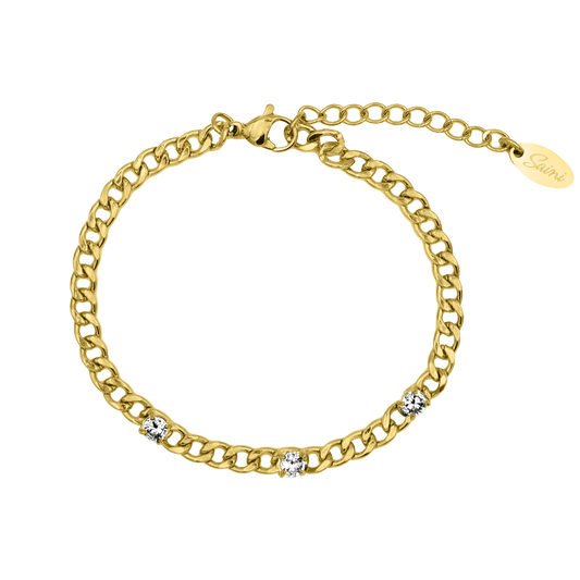 Signature Chain Stones 14K Vergoldet