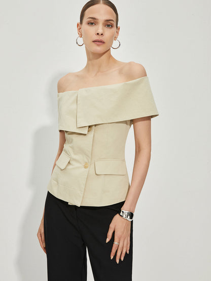 Kena - Off-Shoulder-Blazer mit Patchwork-Muster