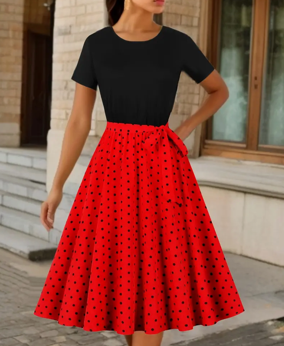 ELLE  - Elegante vintage Polka Kleid für den Frühling/ Sommer