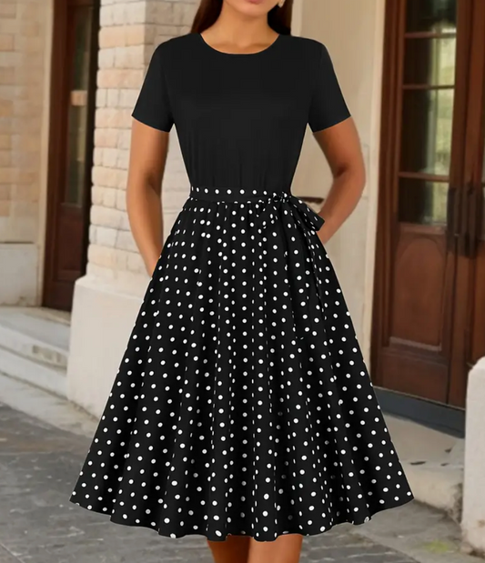 ELLE  - Elegante vintage Polka Kleid für den Frühling/ Sommer