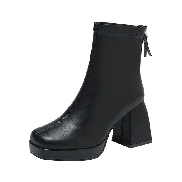 Grazia - Stiefelette Glamour Plateau Elegant Elastisch Stoff