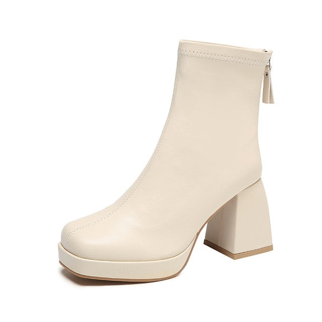 Grazia - Stiefelette Glamour Plateau Elegant Elastisch Stoff