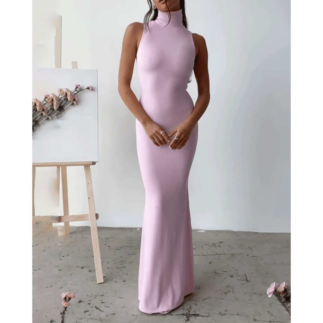 Dimas - Langes rosa Kleid