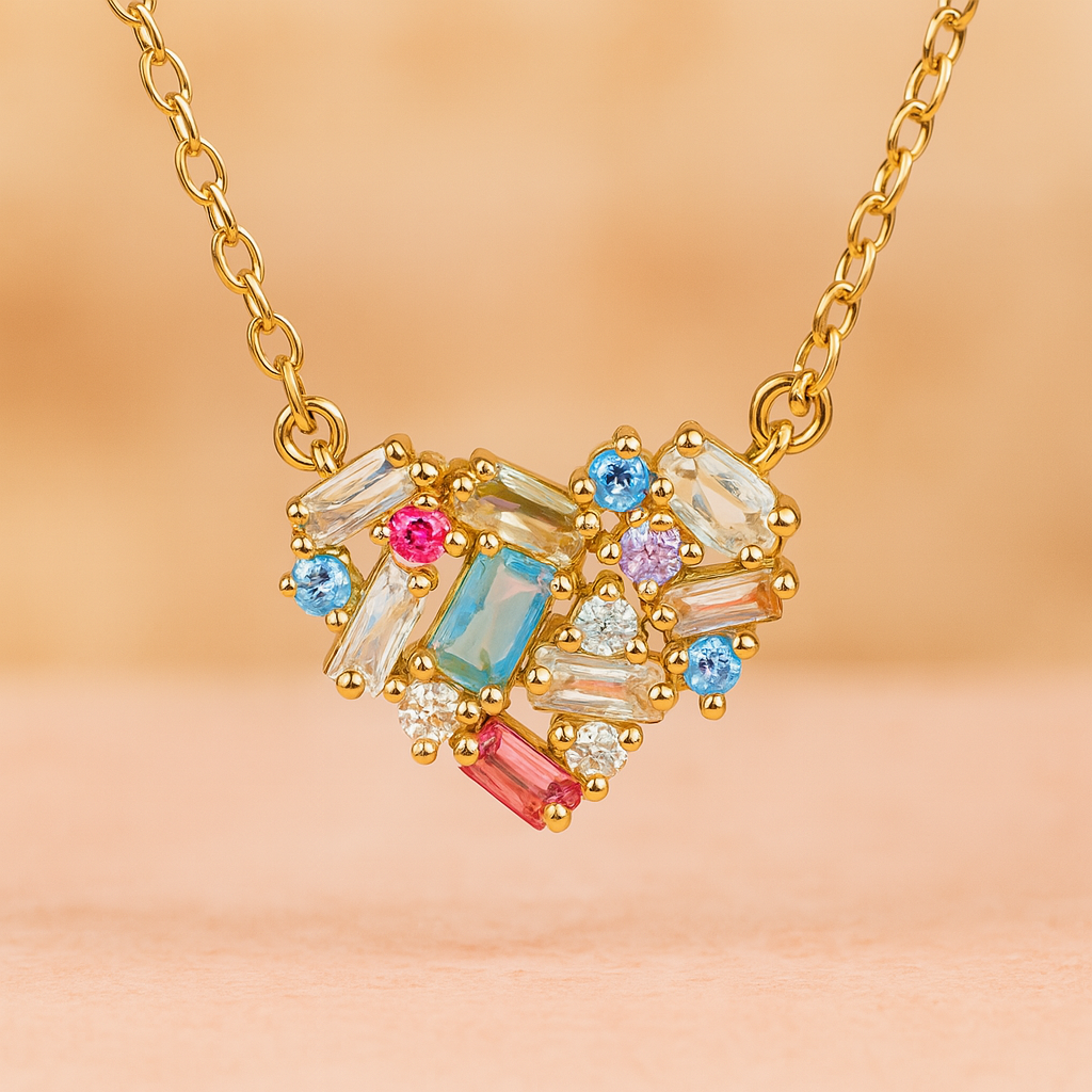 Moderne Multicolour Kristalle Herz Halskette Frau - Annika