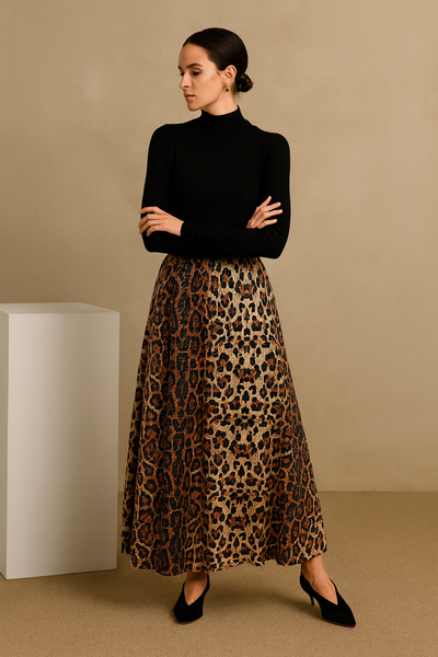 Damenrock mit Leopardenmuster und Pailletten - Ynaris