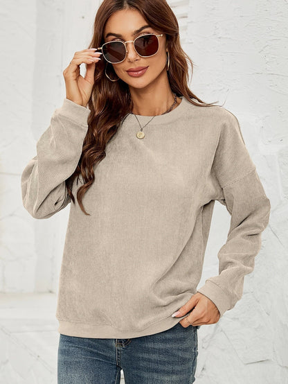 DIANA - Sweatshirt mit Kord-Rundhalsausschnitt