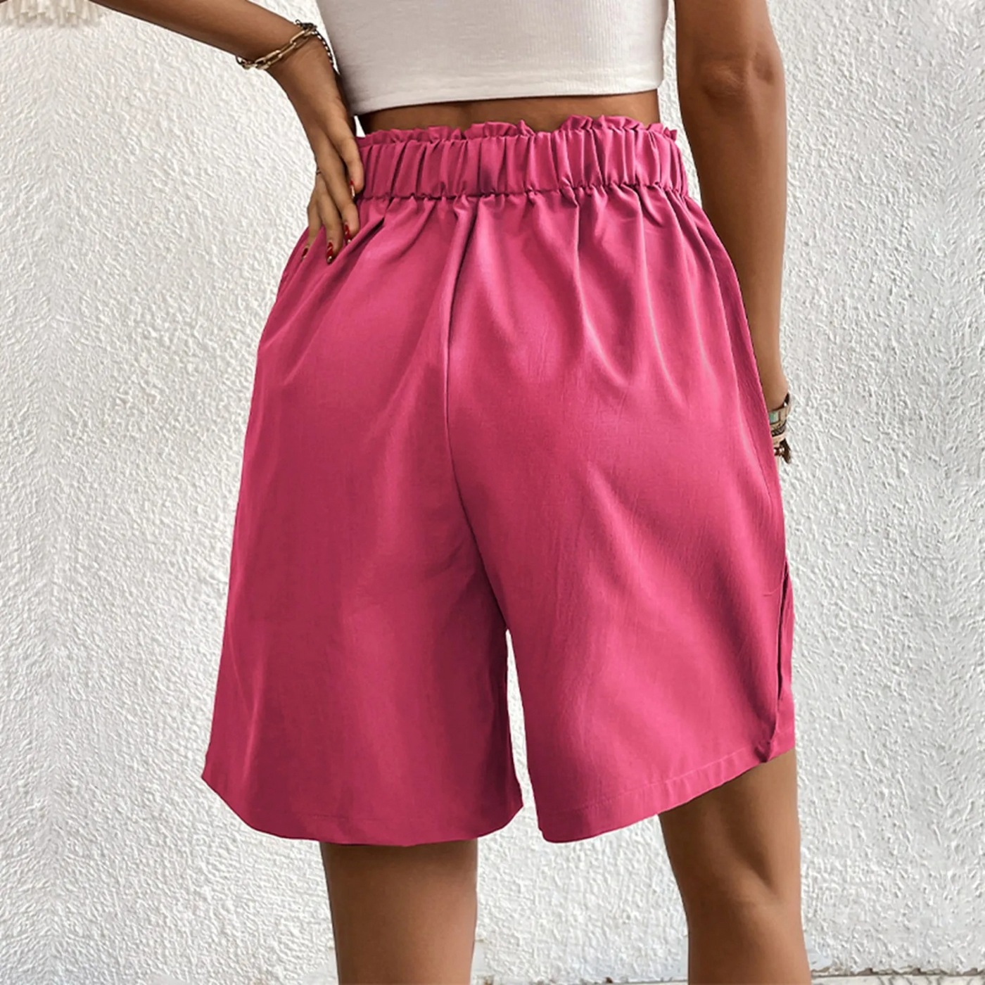Damen Shorts mit hoher Taille und Knöpfen - Mariana