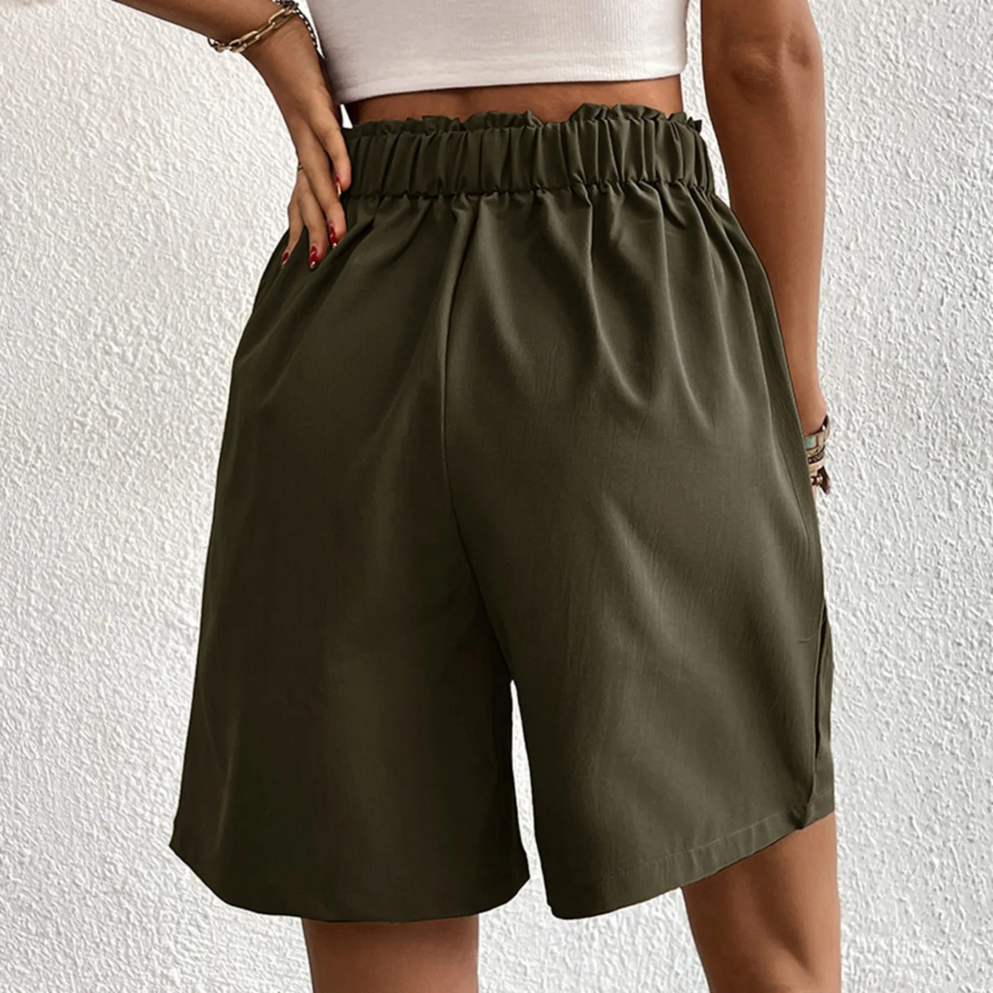 Damen Shorts mit hoher Taille und Knöpfen - Mariana