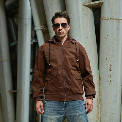 EASTON - Lederjacke mit Kapuze