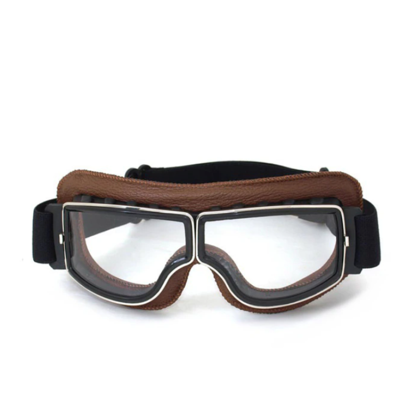 Vintage Leder Motorradbrille