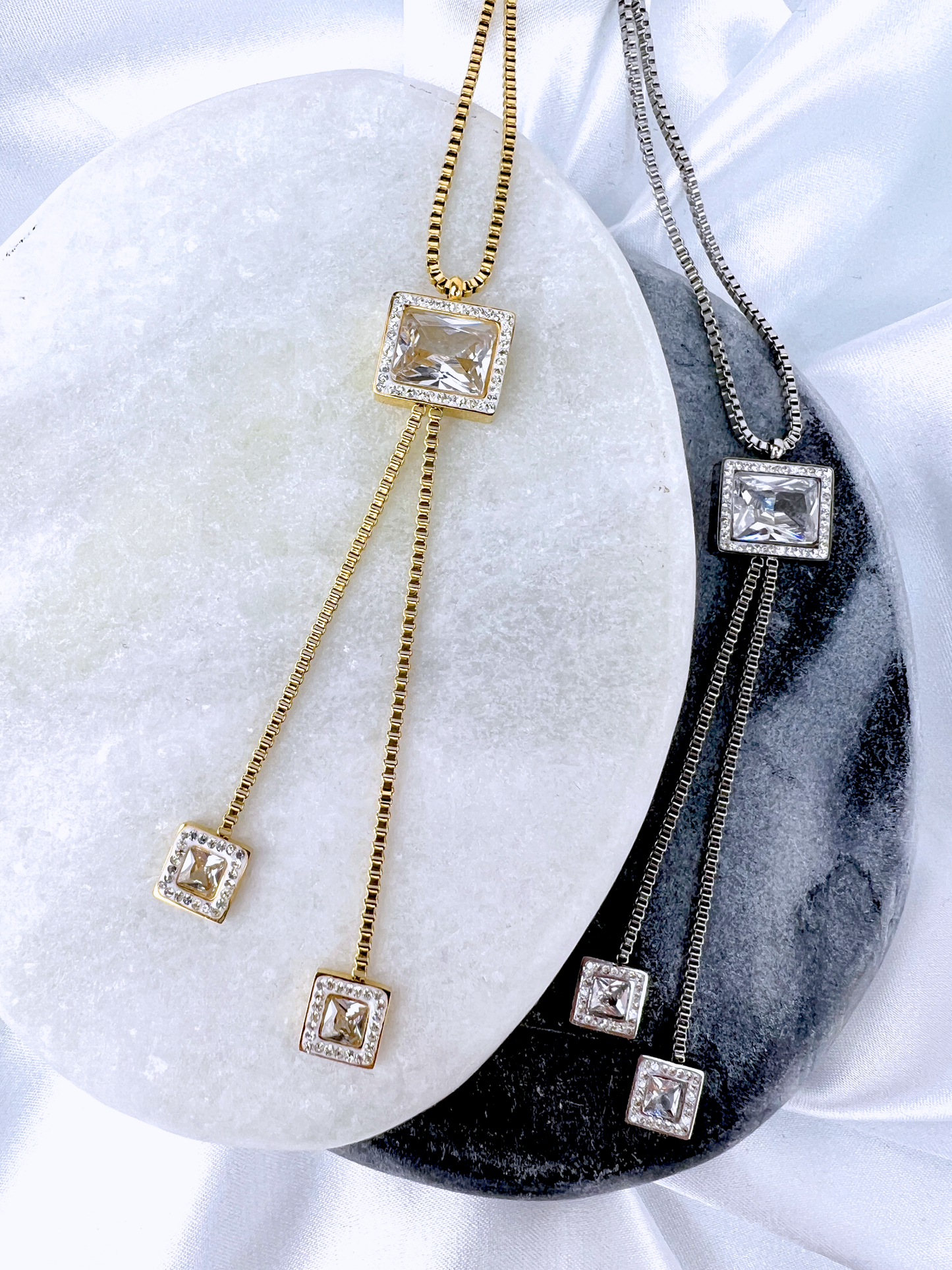 Square Dangle Mirror Kette 18K Vergoldet