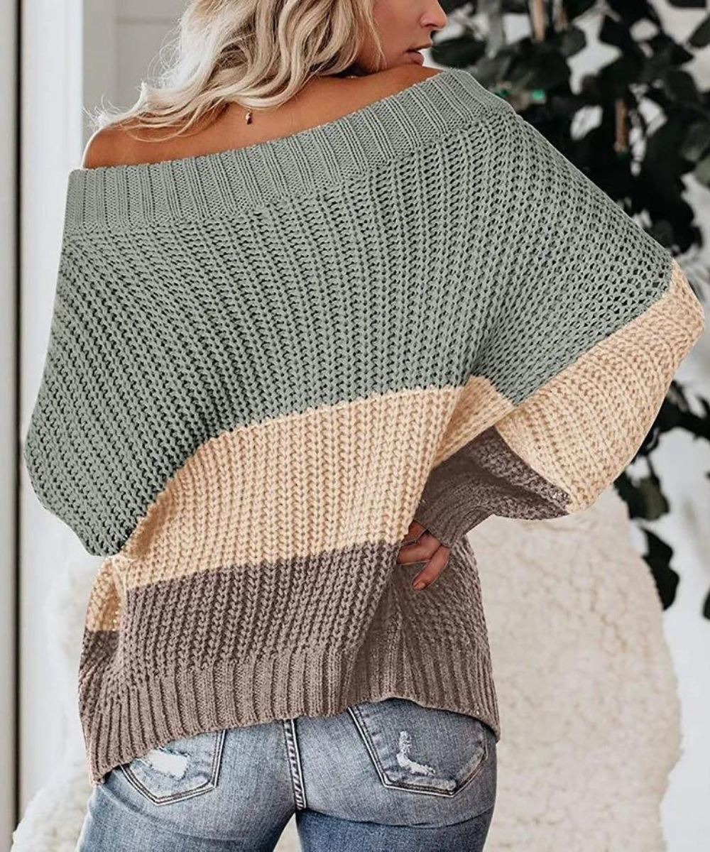 JANE - Vintage-Pullover mit Farbblockmuster