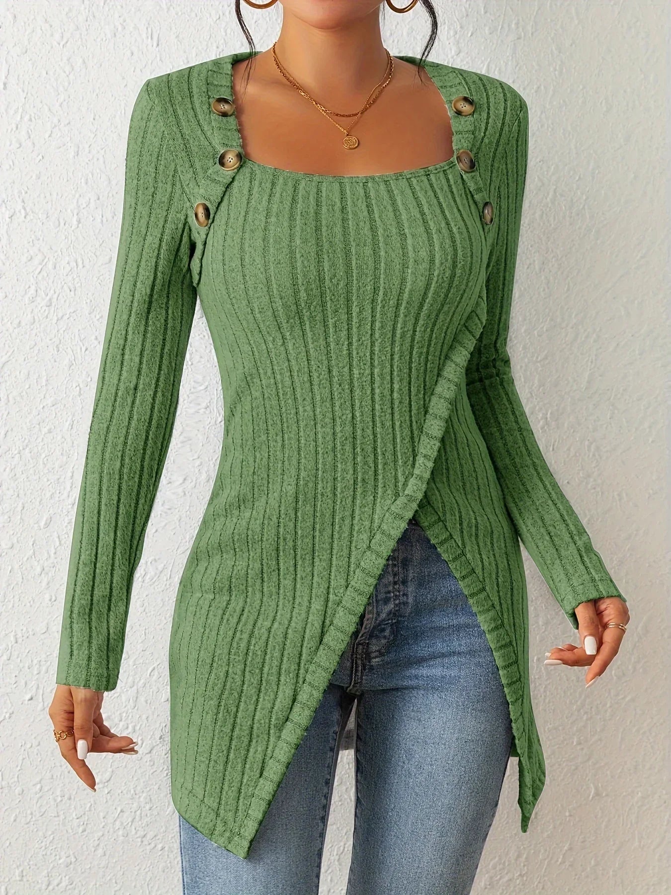 JANE - Assymetrisch gerippter Pullover