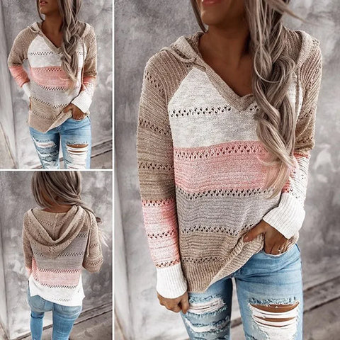 JOLENE - Gestreifter Pullover mit Kapuze